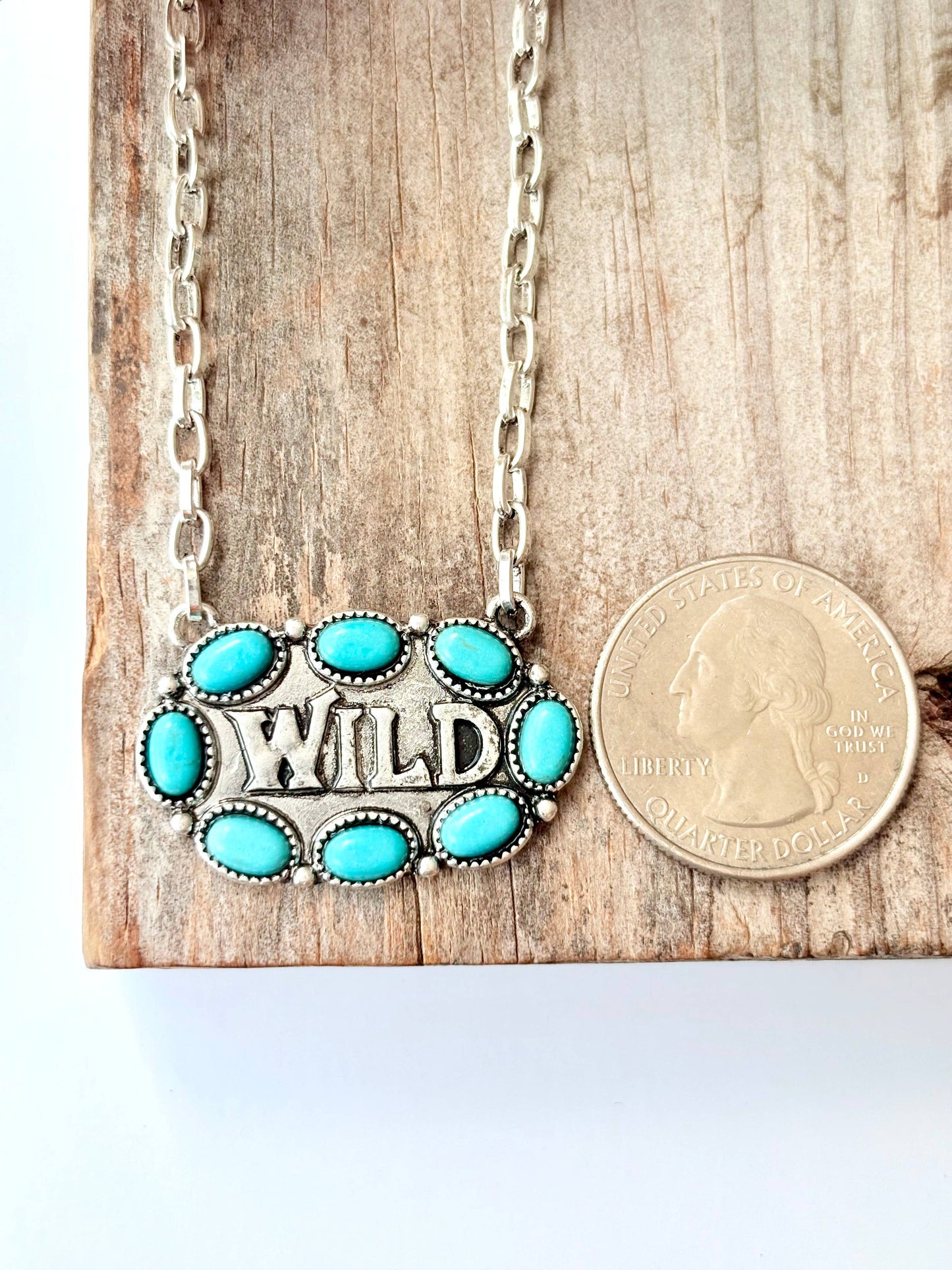 Western WILD Stone Pendant Necklace: Turquoise