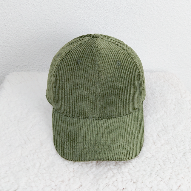 Corduroy Hat With Mama Square Leather Patch: Pink