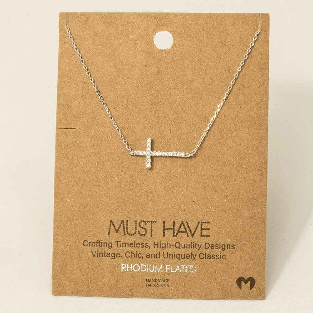 Cross Jewel Pendant Necklace: R