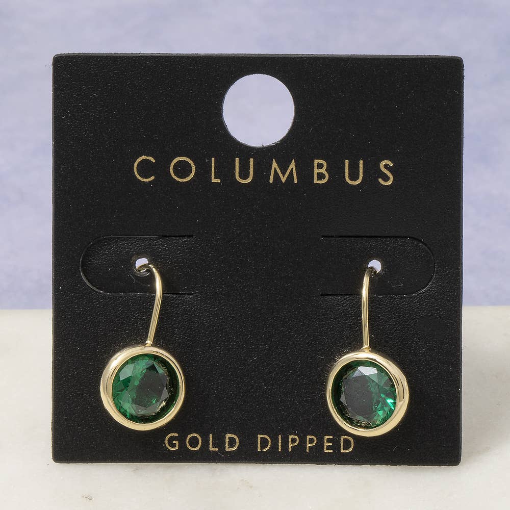 Gold Dipped Round Cz Bezel Drop Earrings: 2SILVER