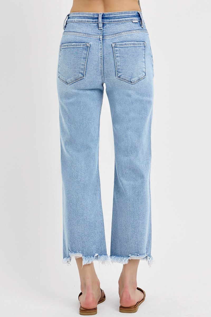 RISEN MID RISE CROP STRAIGHT JEANS