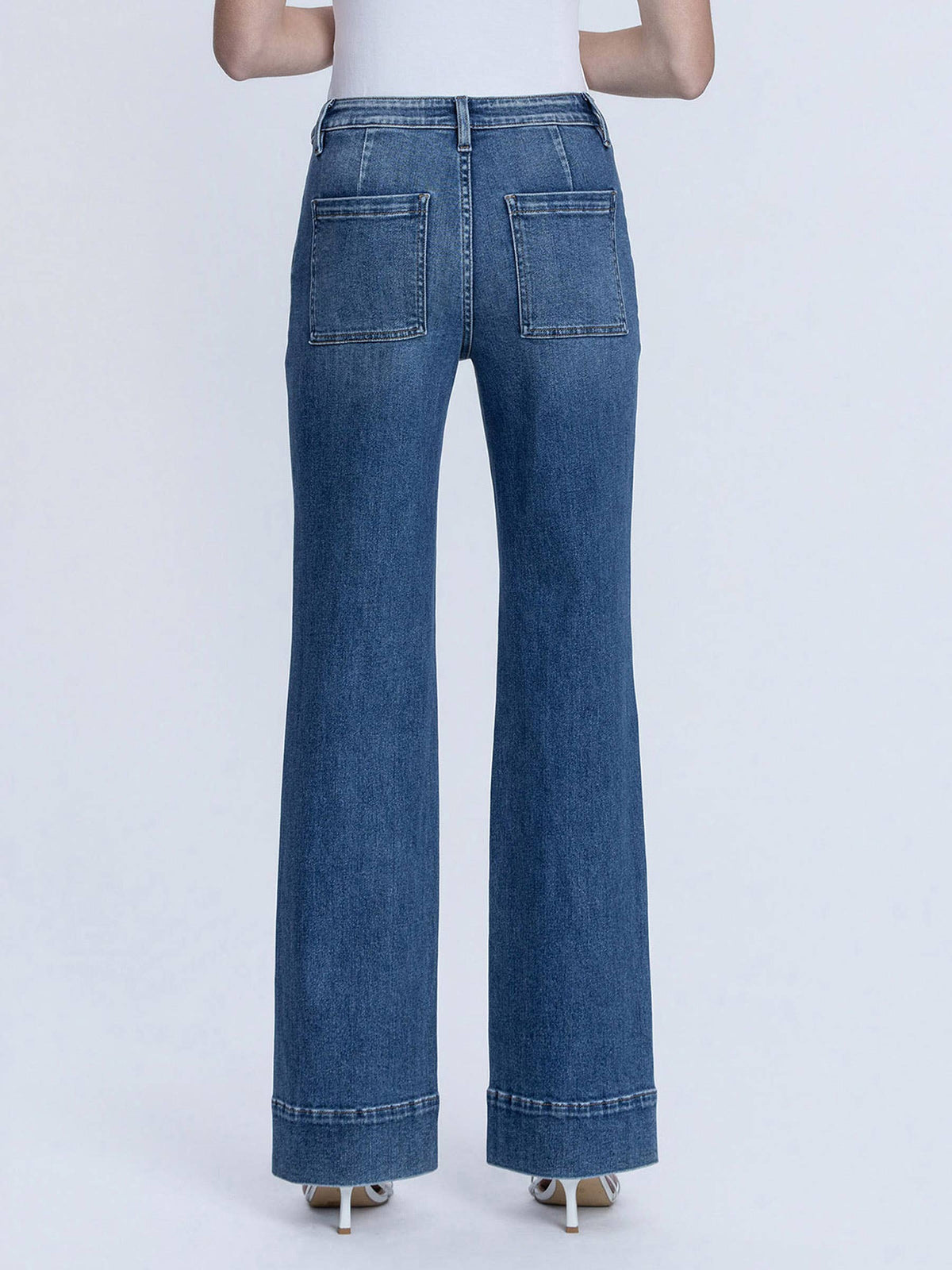 FLYING MONKEY HIGH RISE PATCH POCKET VINTAGE FLARE JEANS