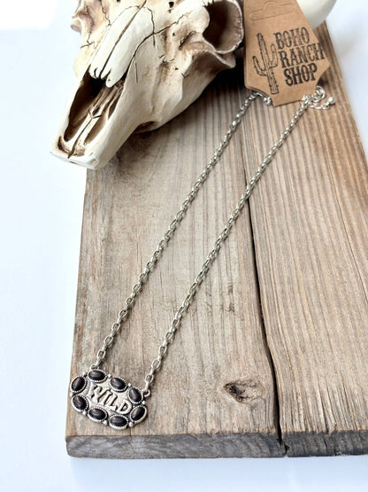 Western WILD Stone Pendant Necklace: White