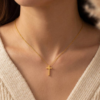 Gold Dipped Cross Pendant Necklace: S