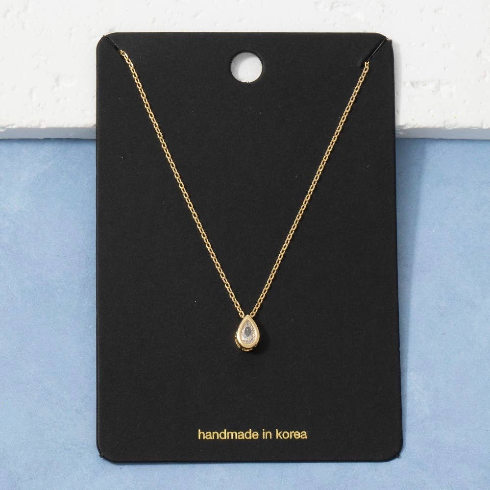 Teardrop Cz Pendant Chain Necklace: S
