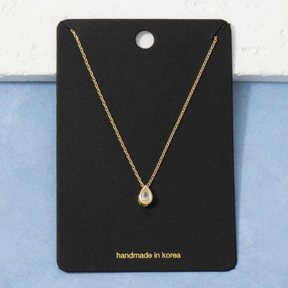 Teardrop Cz Pendant Chain Necklace: S