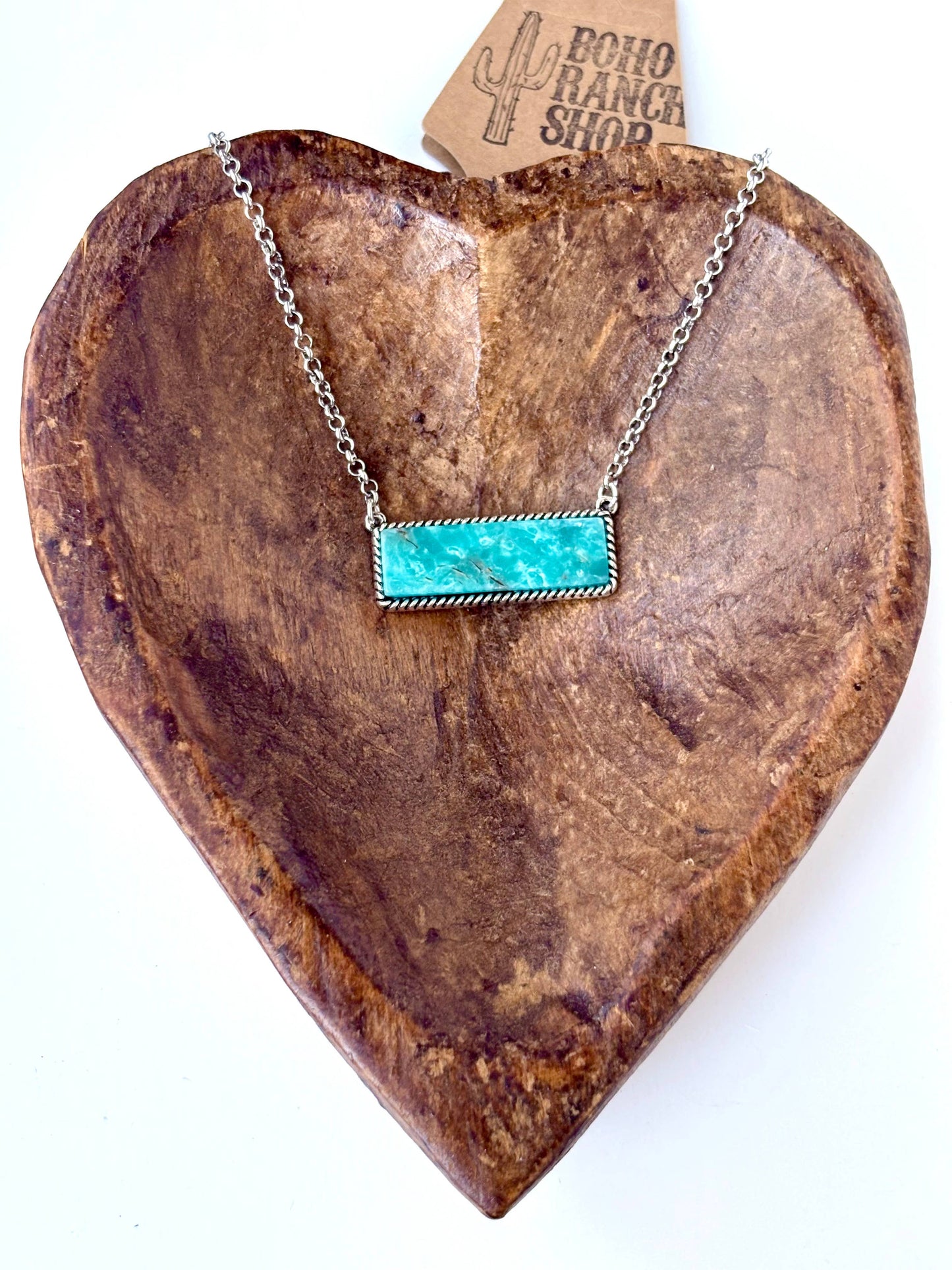 Western Style Stone Bar Pendant Necklace: Black