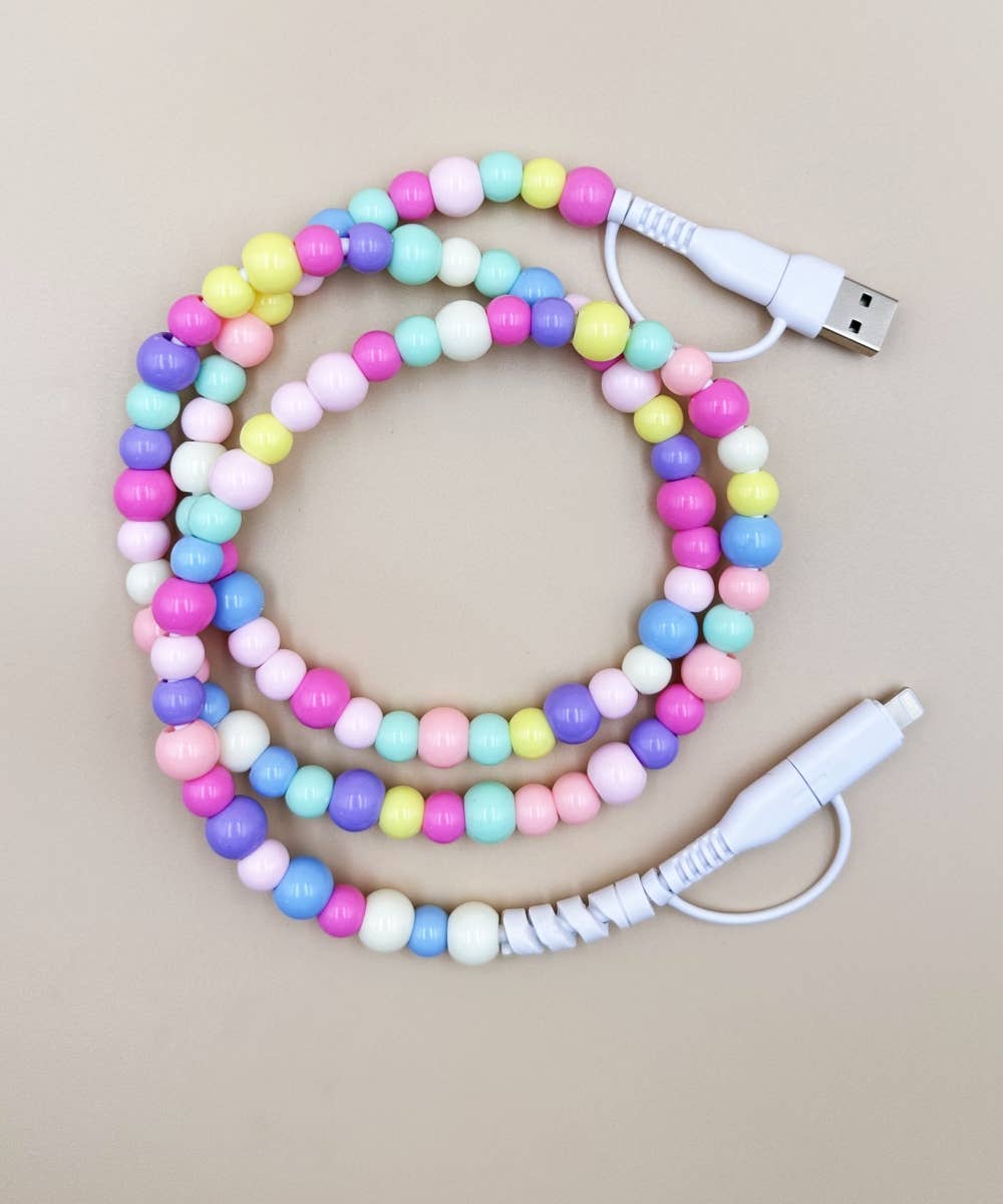 BEADED PHONE CHARGING CABLE 4-IN-1  : Multi-Colored