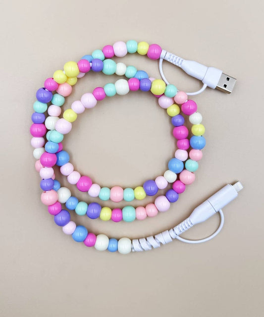BEADED PHONE CHARGING CABLE 4-IN-1  : Multi-Colored