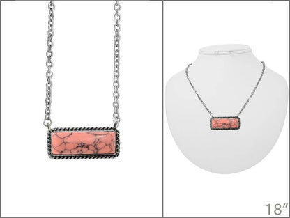 Western Semi Stone Bar Necklace: BLACK