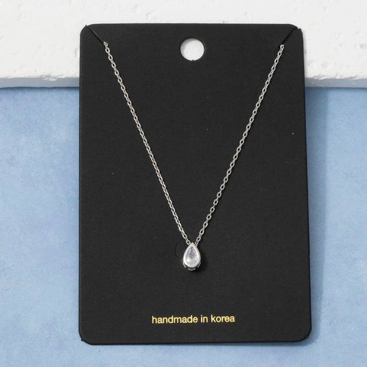Teardrop Cz Pendant Chain Necklace: S
