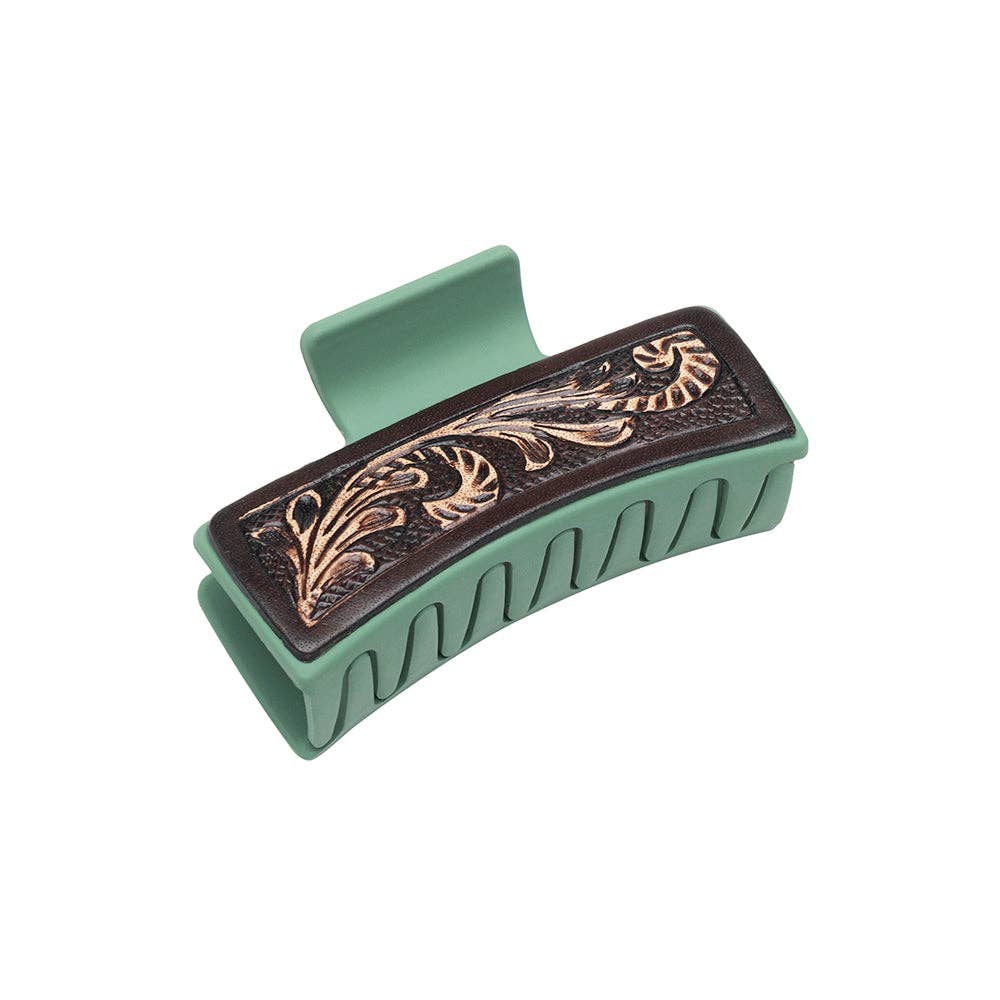 Western Spirit Hair Comb Clip: Hand-Tooled
