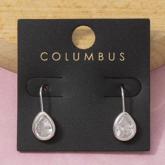 Gold Dipped Small Teardrop Bezel Cz Wire Earrings: 2SILVER