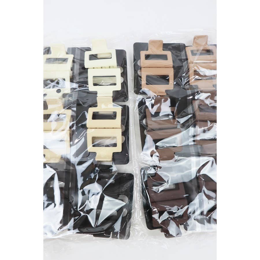Neutral Tone Matte Rectangle Medium Hair Clip: MIX COLOR