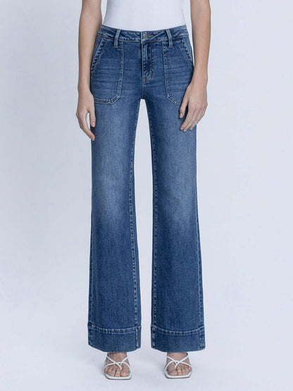 FLYING MONKEY HIGH RISE PATCH POCKET VINTAGE FLARE JEANS