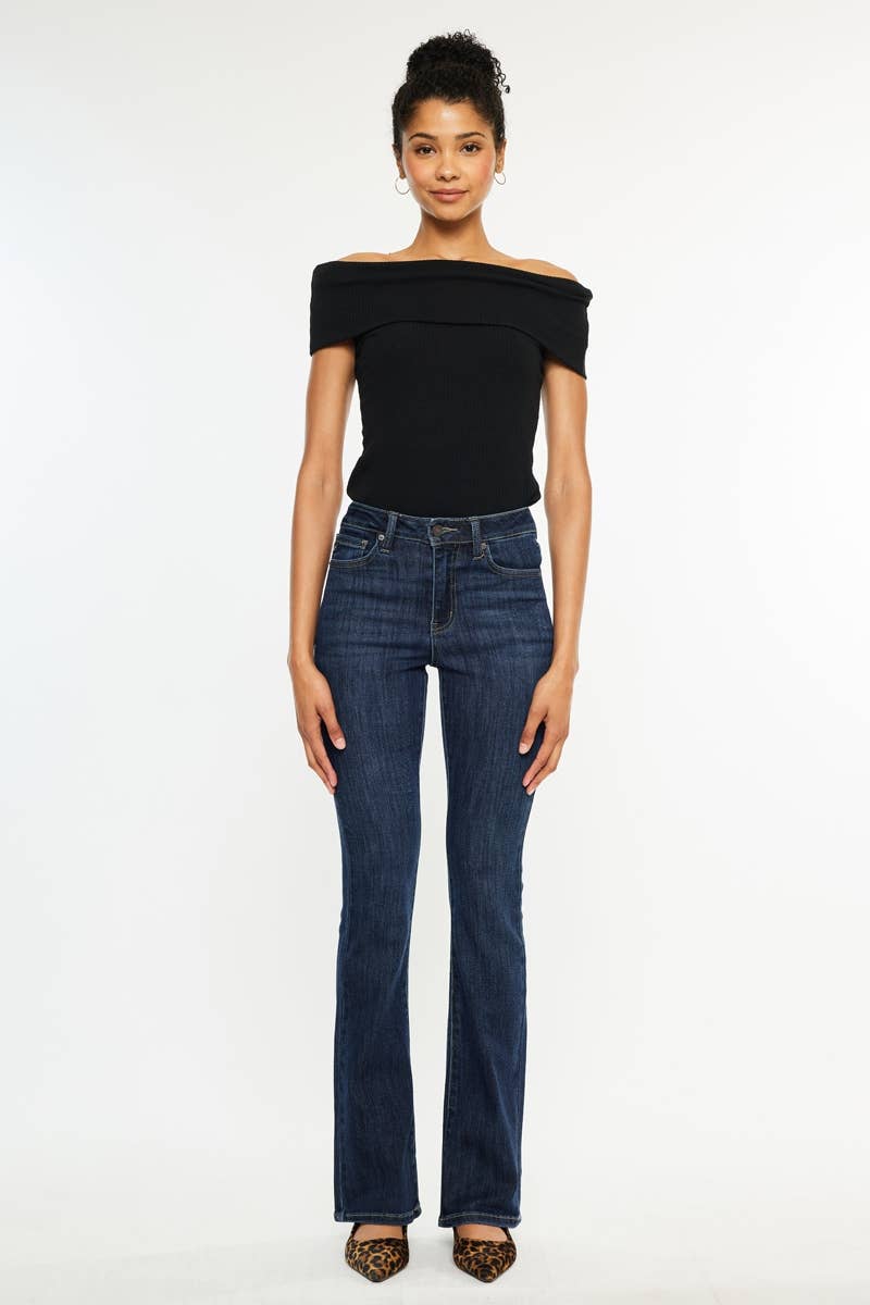 OPEN PACK HIGH RISE BOOTCUT JEANS-KC70005D: DARK