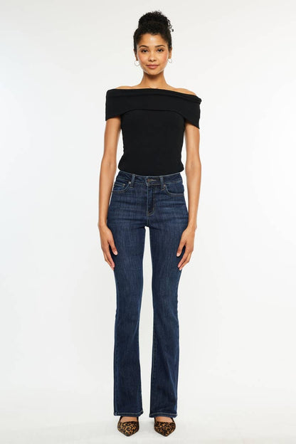 OPEN PACK HIGH RISE BOOTCUT JEANS-KC70005D: DARK