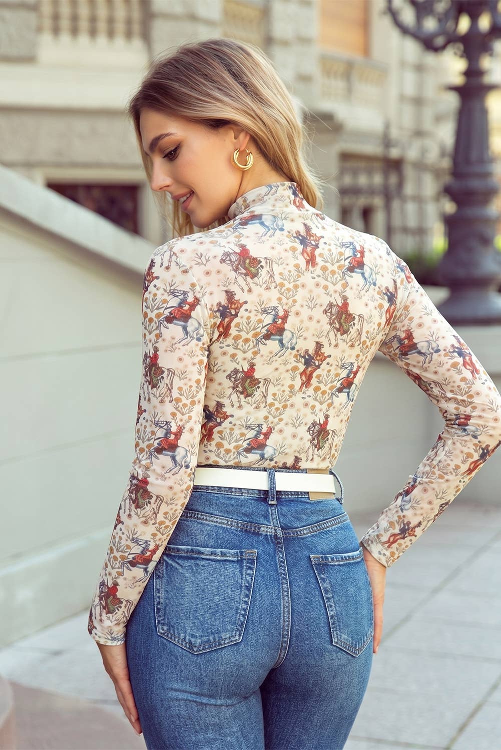 Western Floral Print Mesh