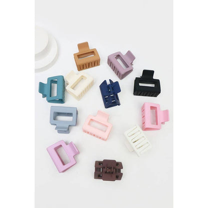 Matte Color Rectangle Medium Hair Clip: MIX COLOR