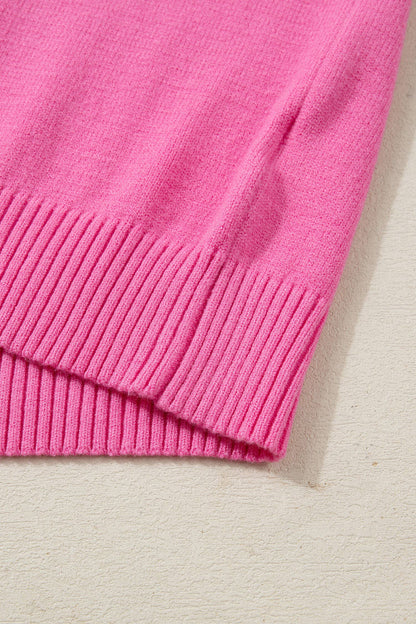 Ribbed Trim Ruffle Short Sleeve Sweater (S-4X): Sachet Pink