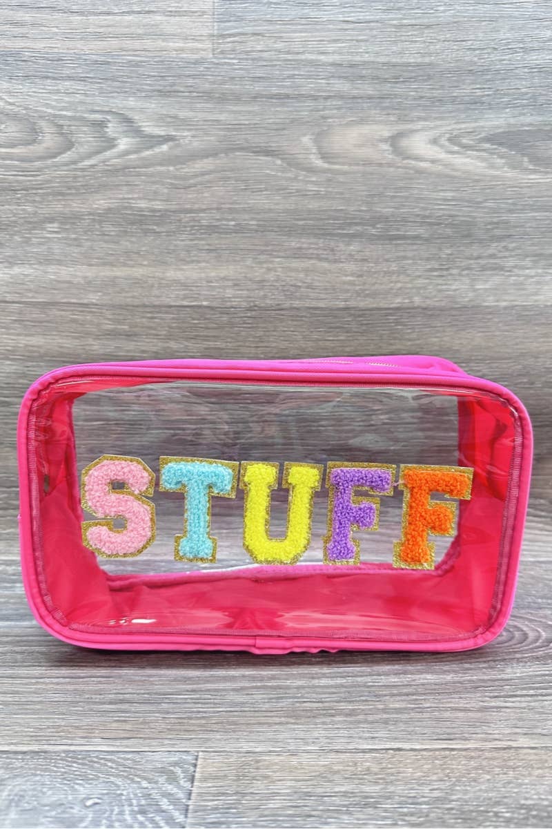 STUFF CLEAR MAKEUP BAG : Hot Pink