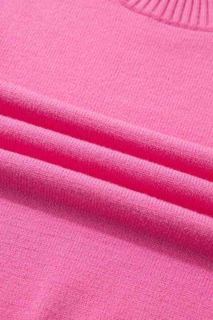 Ribbed Trim Ruffle Short Sleeve Sweater (S-4X): Sachet Pink