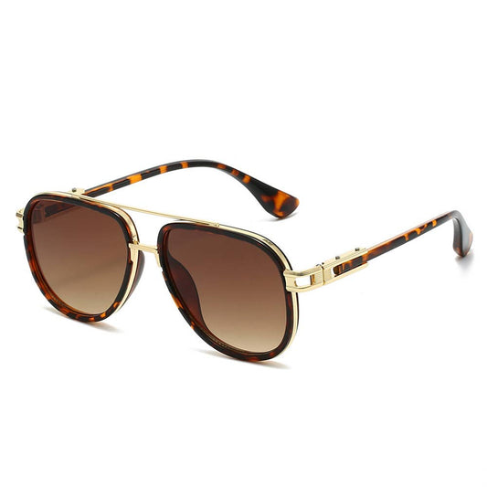 Classic Retro Double Brige Sunglasses: Leopard / M