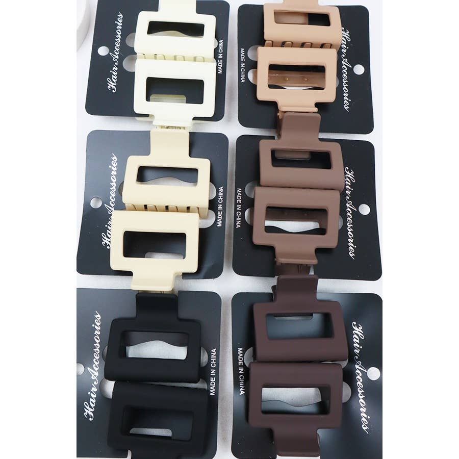 Neutral Tone Matte Rectangle Medium Hair Clip: MIX COLOR
