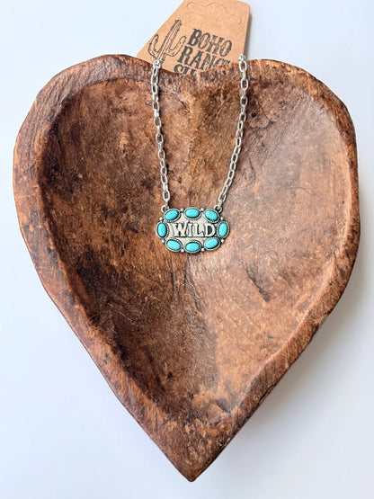 Western WILD Stone Pendant Necklace: Turquoise