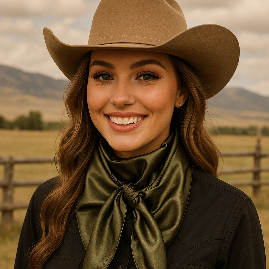 35X35" Solid Olive Green Wild Rag - Western Scarf