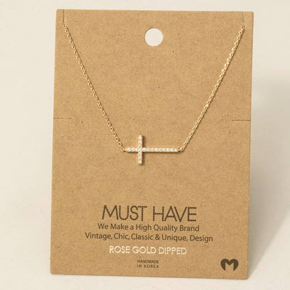 Cross Jewel Pendant Necklace: G