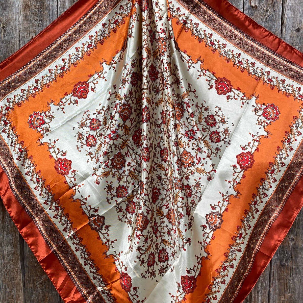 Burnt Orange & Tan Wild Rag - Western Scarf