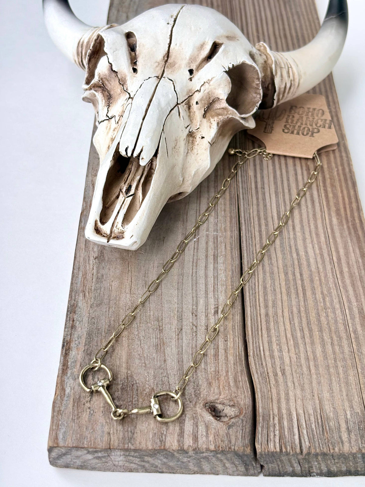 Western Style Rhinestone Horsebit Pendant Necklace