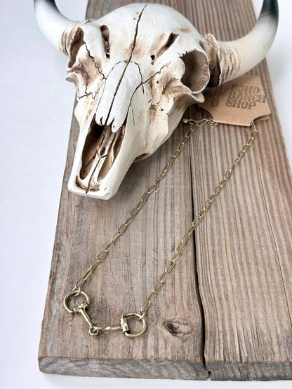 Western Style Rhinestone Horsebit Pendant Necklace