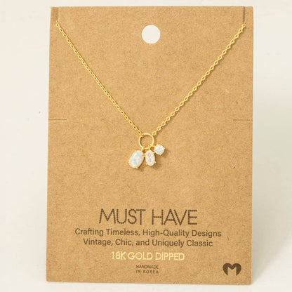 Dainty Opal Crystal Charm Necklace: G