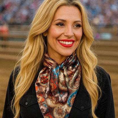 Tan & Cream Paisley Wild Rag - Western Scarf