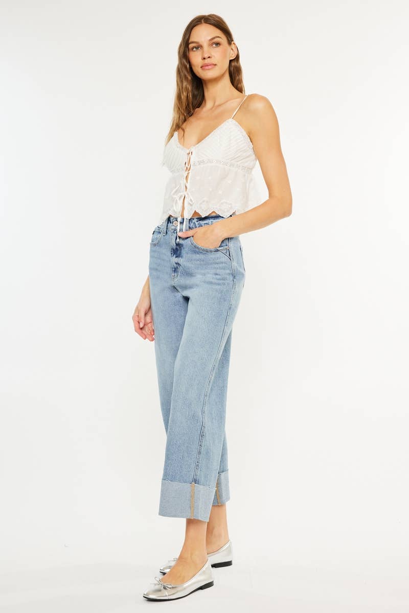 OPEN PACK 90'S CROPPED WIDE LEG JEANS-KC5523M: MEDIUM