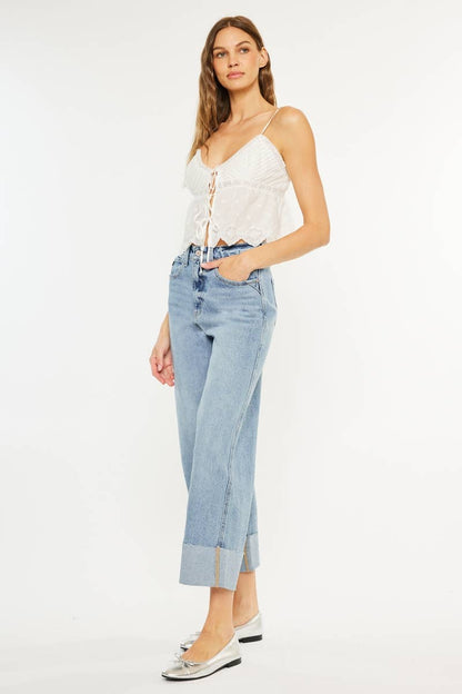 OPEN PACK 90'S CROPPED WIDE LEG JEANS-KC5523M: MEDIUM