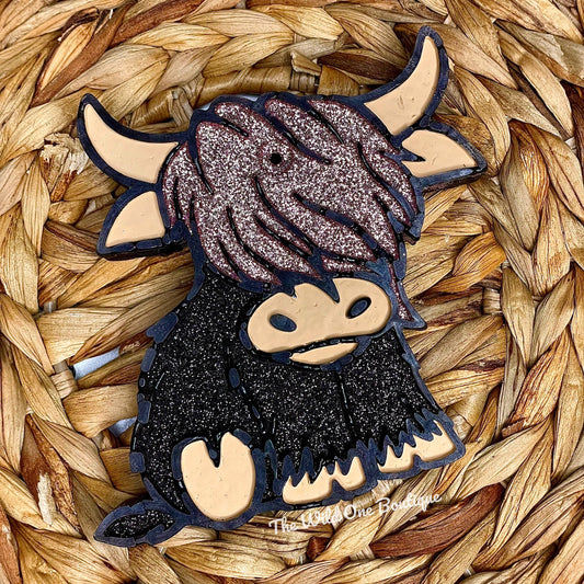 Rose Gold Highland Cow Car Freshie: Leather &Lace