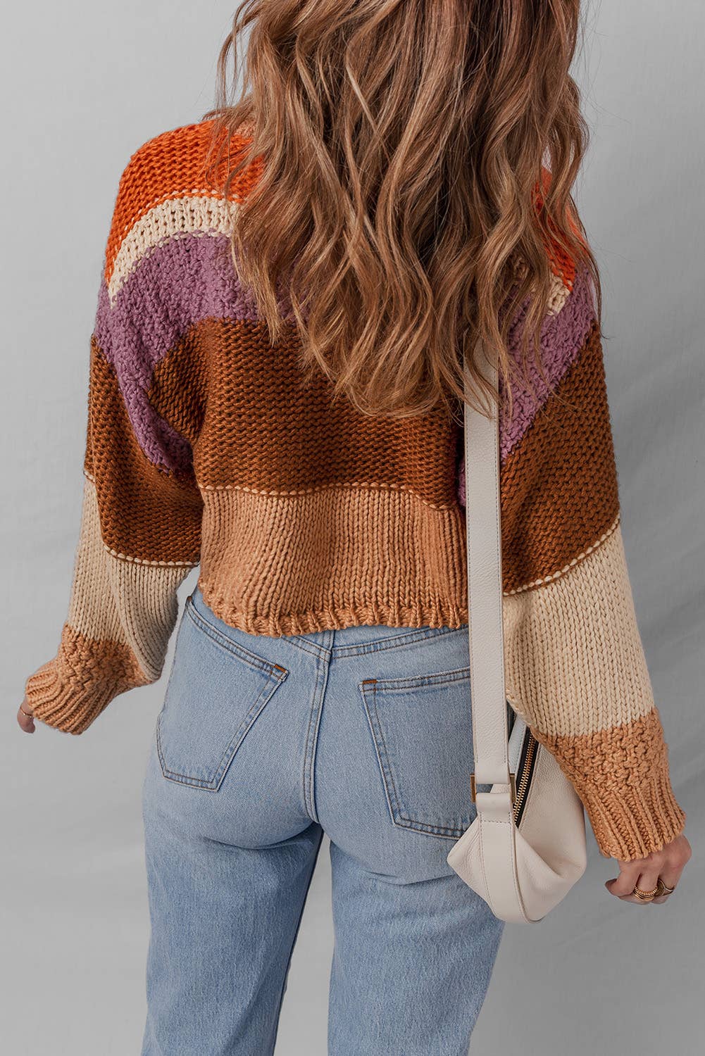 LDC Cropped Colorblock Knitted Sweater: Multicolour