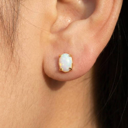 Gold Dipped Opal Stone Stud Earrings: G