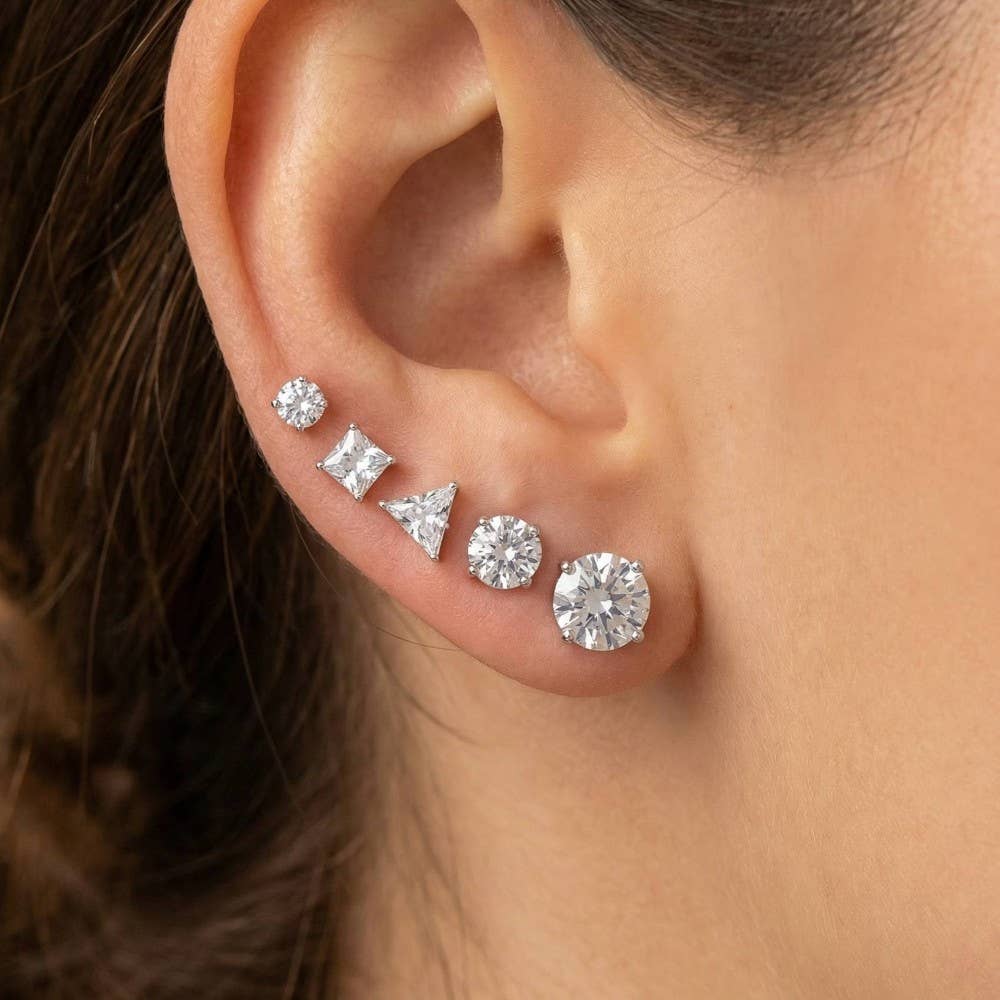 5 Pair Cz Stud Earrings Set: S