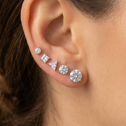 5 Pair Cz Stud Earrings Set: S