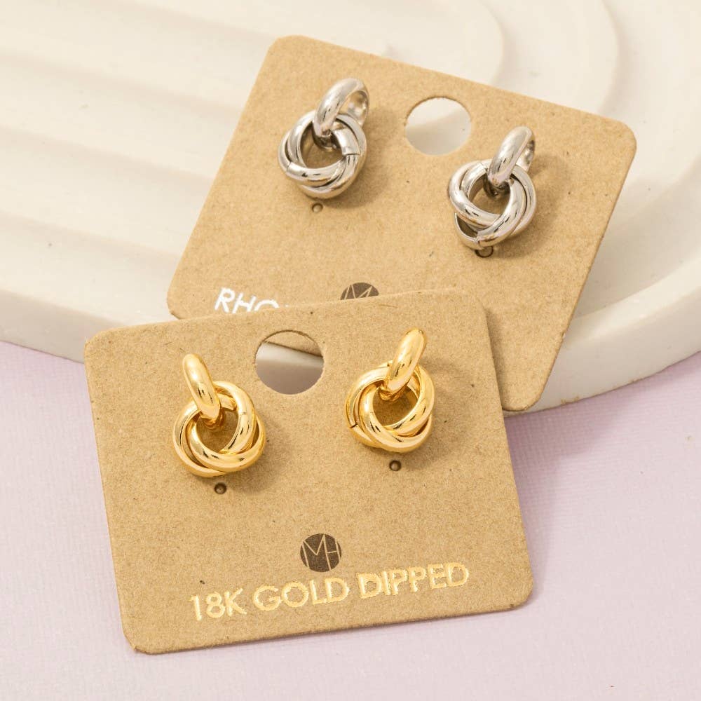 Metallic Knot Stud Earrings: G