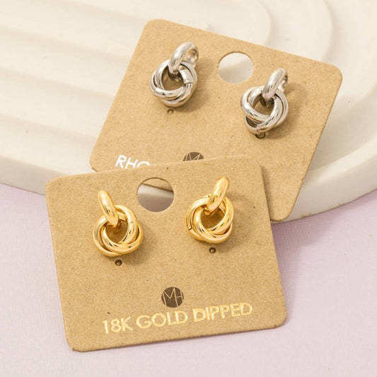 Metallic Knot Stud Earrings: G