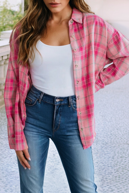 LDC Plaid Shift Shirtcolla Shirts: Sachet Pink