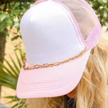 Trucker Hat Chain: Paperclip and Satellite Layered Chain Set: White