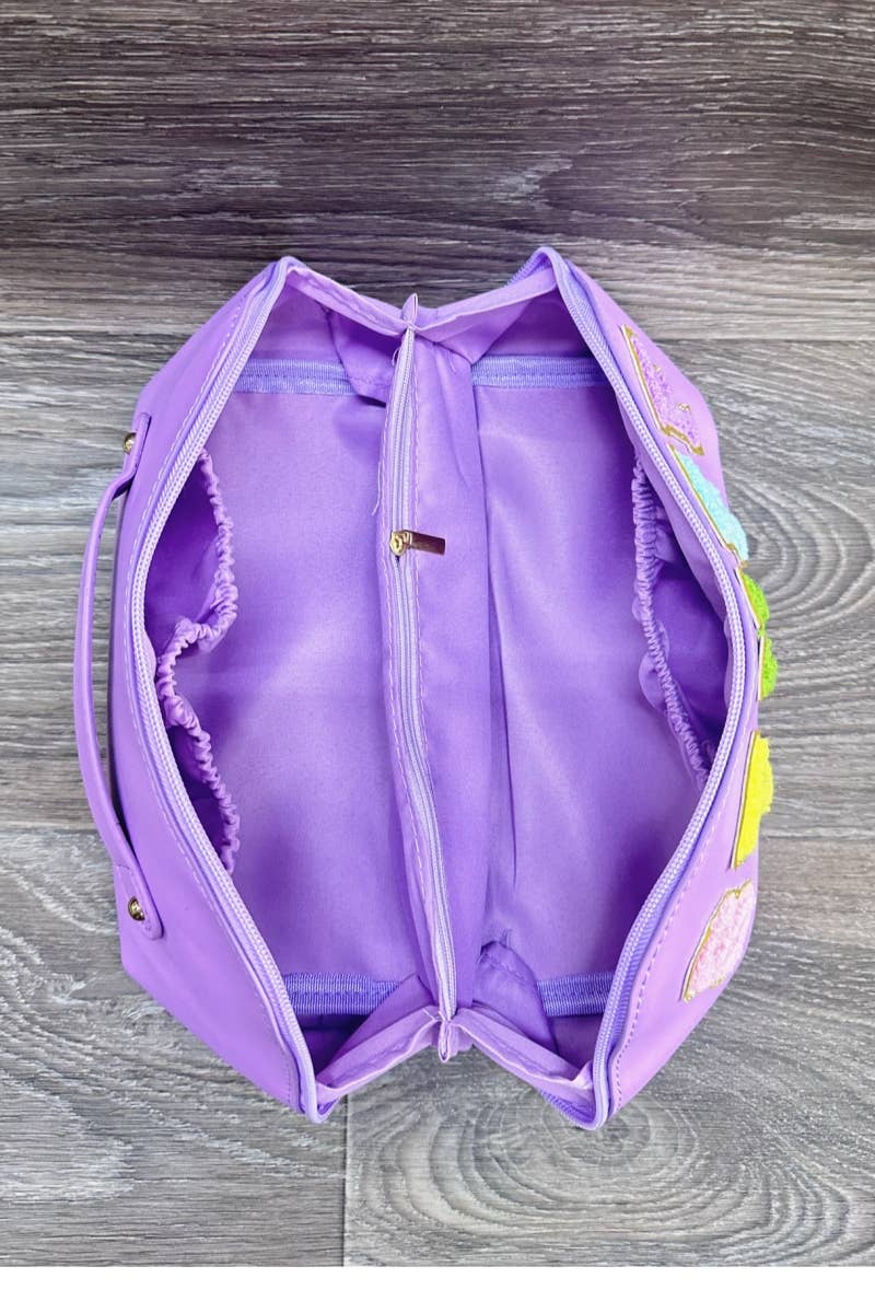 PU MAKEUP BAG WITH STUFF : Purple
