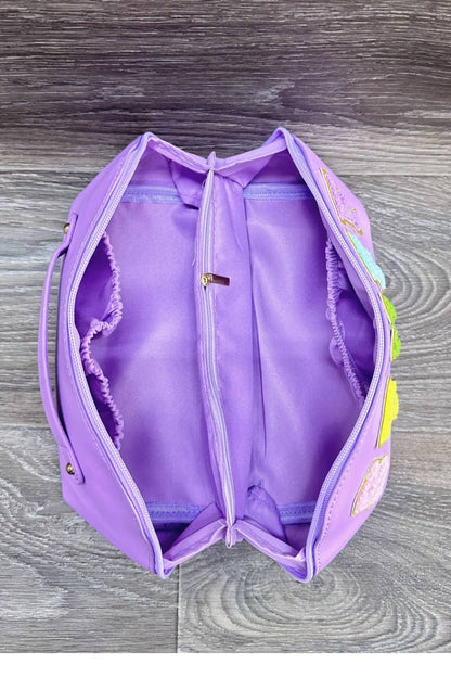 PU MAKEUP BAG WITH STUFF : Purple