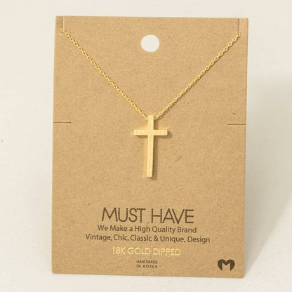Gold Dipped Cross Pendant Necklace: G